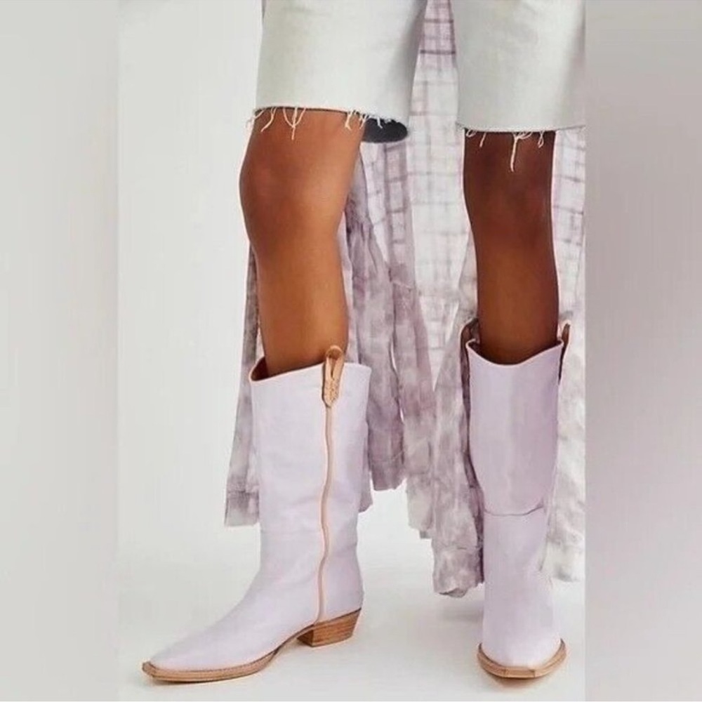 Free People! We The Free Montage Leather Tall Boots In Orchard Pale Purple NWOT! - Picture 8 of 9
